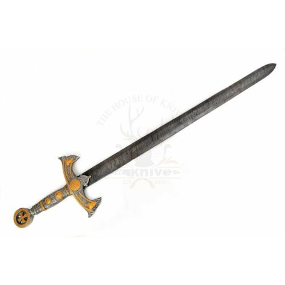 38 CUSTOM DAMASCUS STEEL TEMPLAR CRUSADER MEDIEVAL KNIGHTS ARMING SWORD (1).jpg