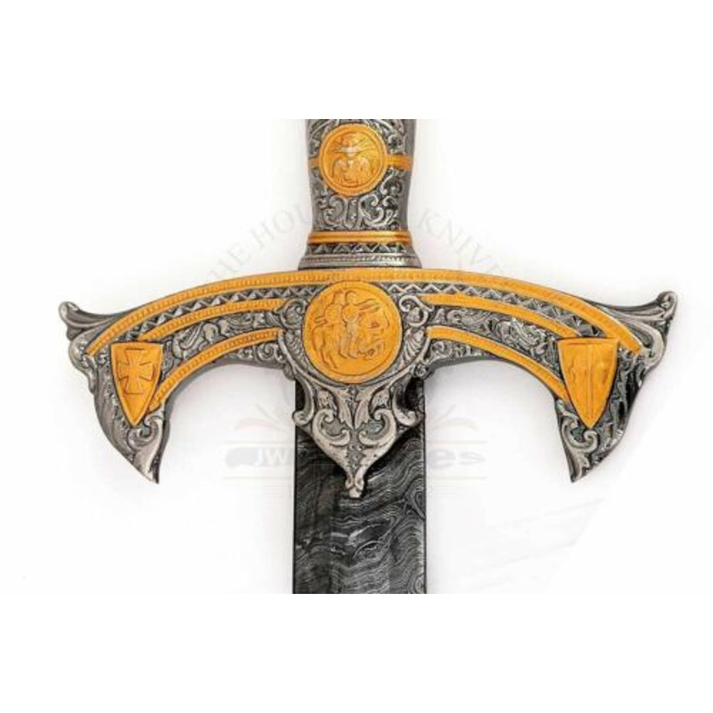 38 CUSTOM DAMASCUS STEEL TEMPLAR CRUSADER MEDIEVAL KNIGHTS ARMING SWORD (2).jpg