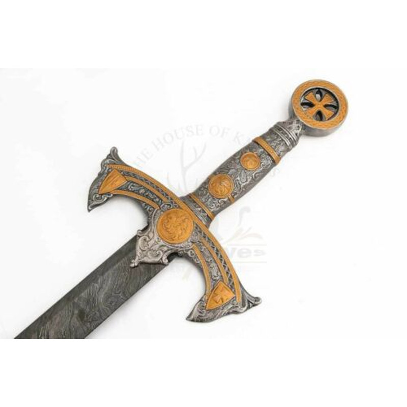 38 CUSTOM DAMASCUS STEEL TEMPLAR CRUSADER MEDIEVAL KNIGHTS ARMING SWORD (4).jpg