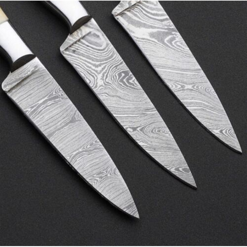 Set of 3 Kitchen Chef's Knives Lot of 3 Chef knife, Damascus Steel & Bone Handle (4).jpg