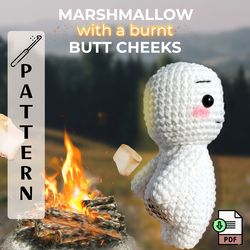 Crochet Marshmallow with a burnt butt cheek Amigurumi Pattern PDF (ENG)