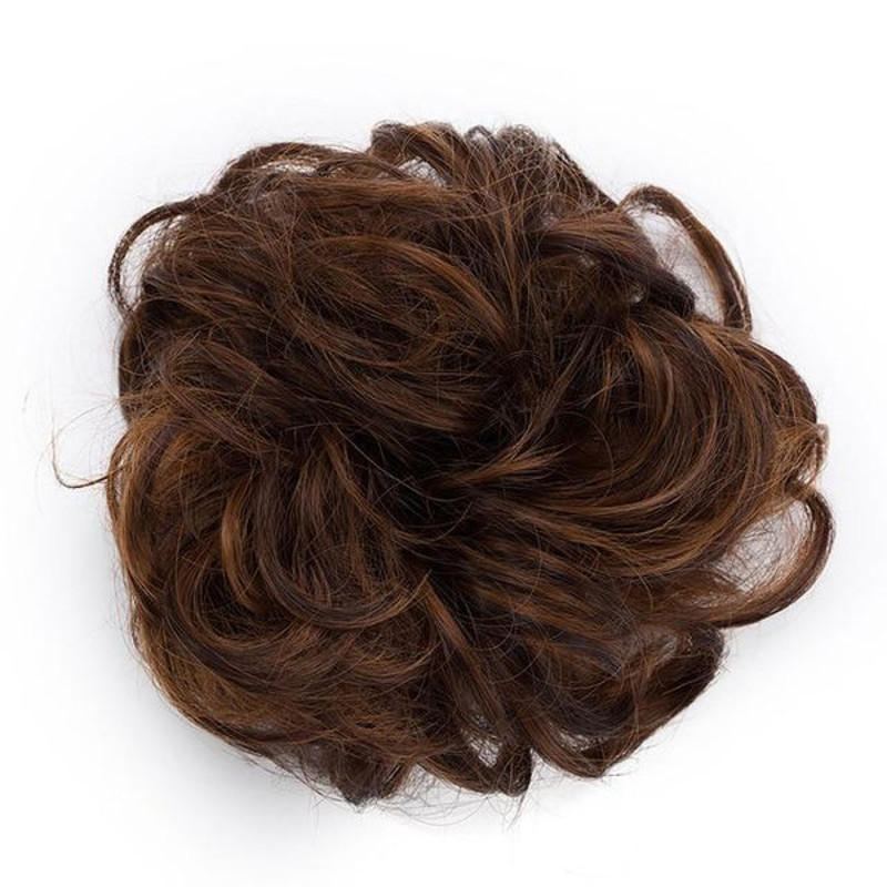 Rose Bun Hair Scrunchie  Caramel Brown