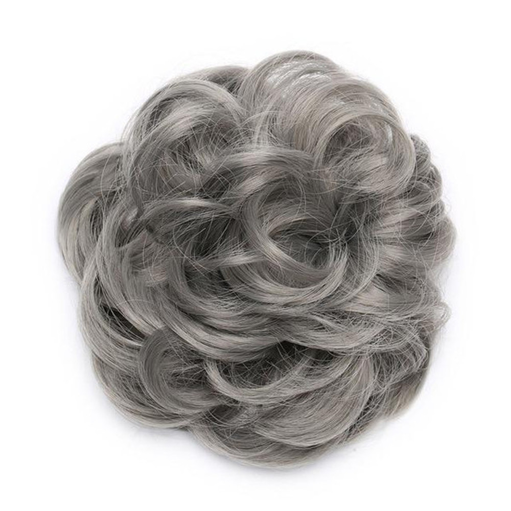 Rose Bun Hair Scrunchie  Dark Grey