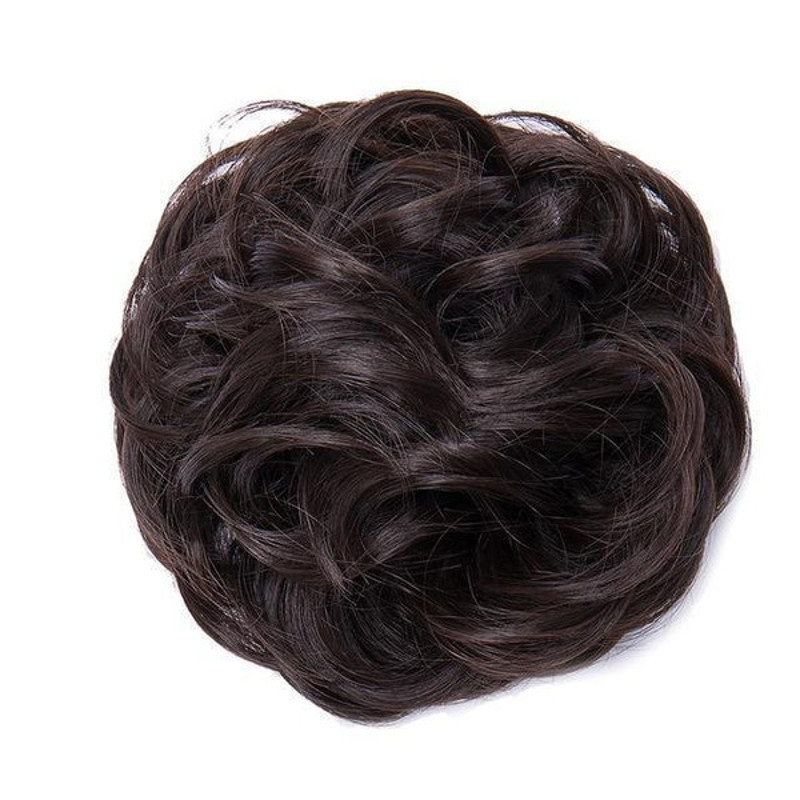 Rose Bun Hair Scrunchie  Dark Brown