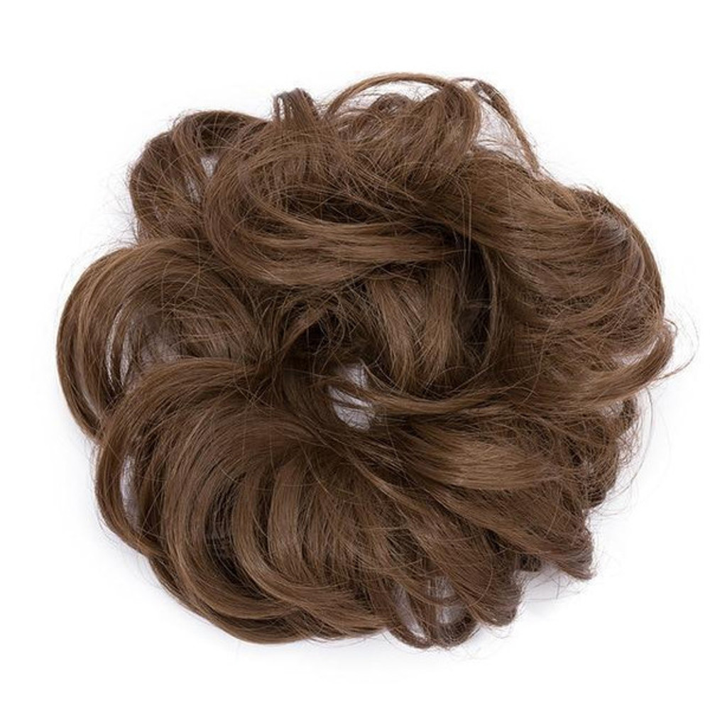 Rose Bun Hair Scrunchie  Light Brown