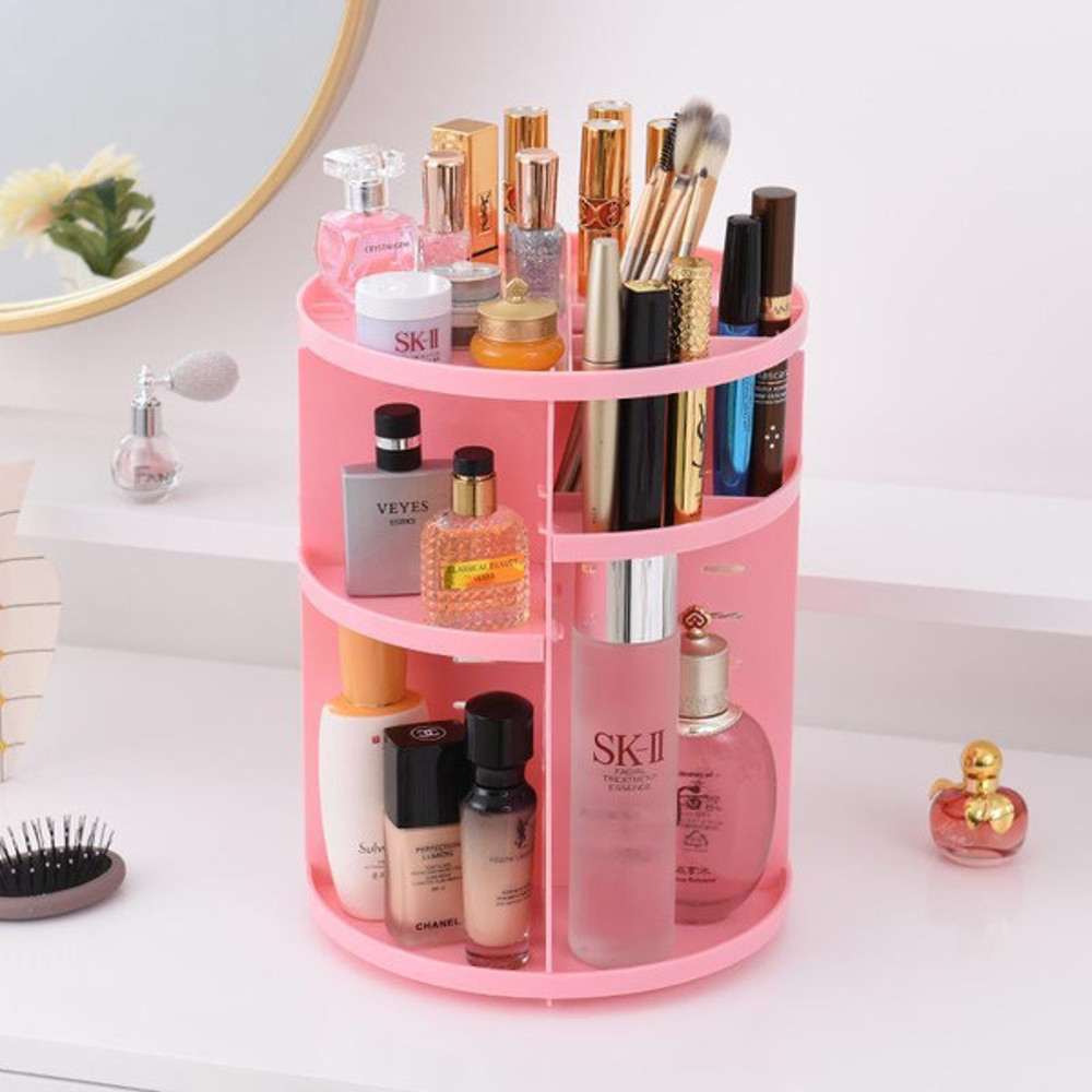 360 Rotating Makeup Organizer Pink