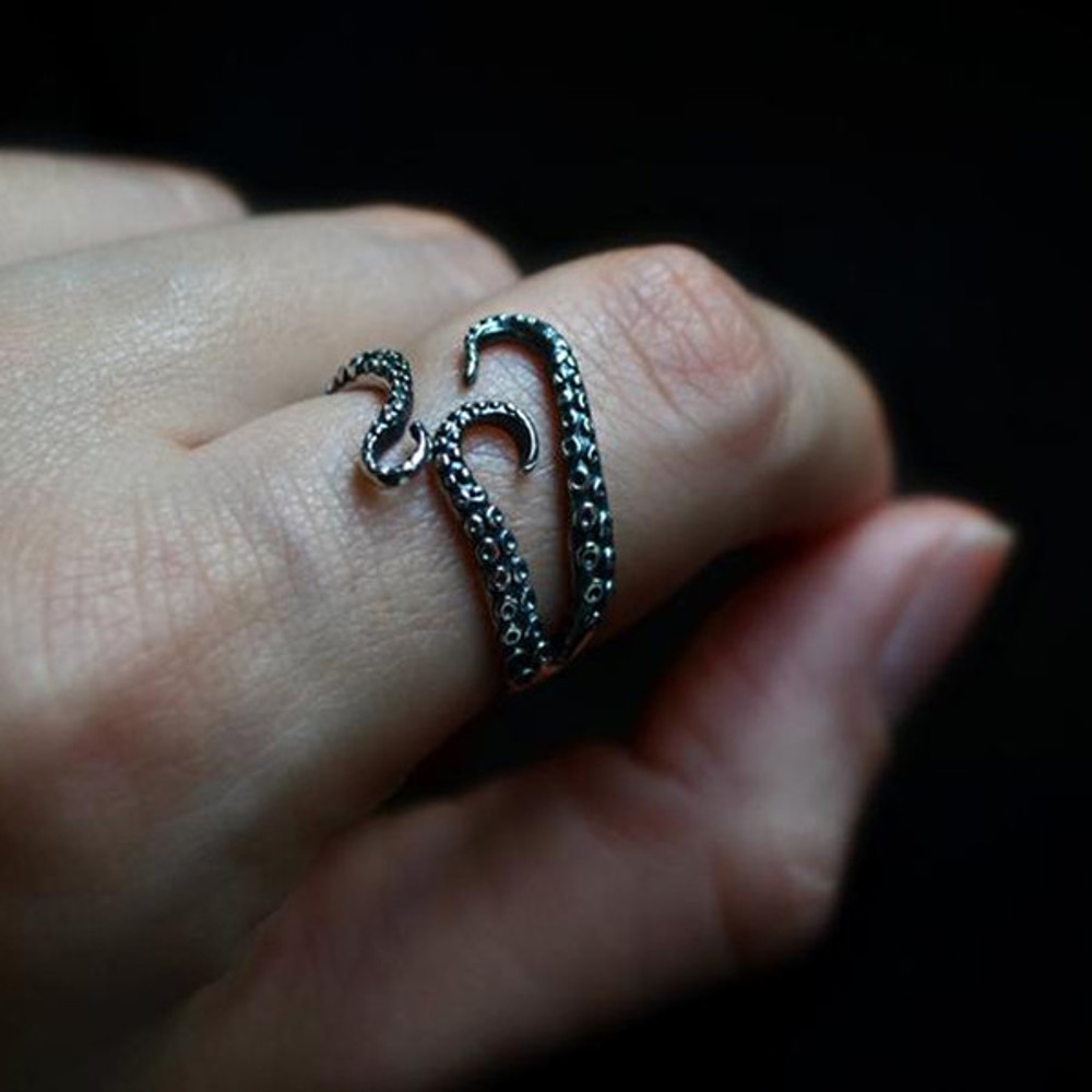 Silver Octopus Tentacle Ring 1