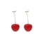 Drop Cherry Earrings With Gold Stems Red cherry