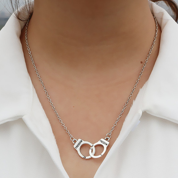Edgy Unisex Handcuff Necklace Chain Pendant