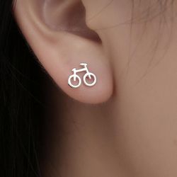dainty silver bicycle earrings