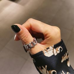 adjustable dainty silver chain ring