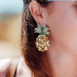 Beaded Pineapple Earrings For A Sparkly Charm