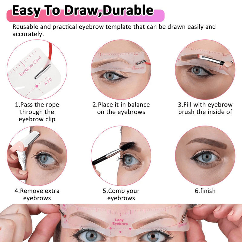 Eyebrow Stencils Shaping Kit Reusable Grooming Template Makeup Tool Set 2