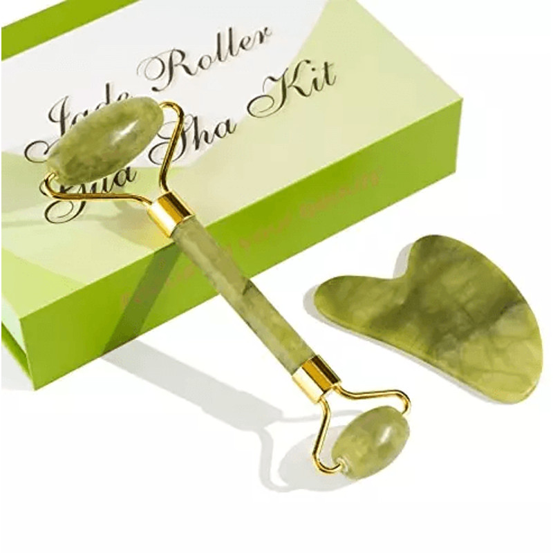 Real Jade Facial Roller And Gua Sha Set 4