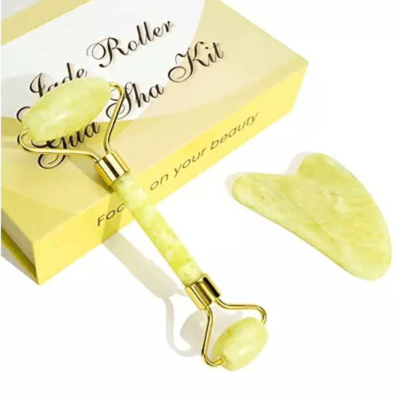 Real Jade Facial Roller And Gua Sha Set 5