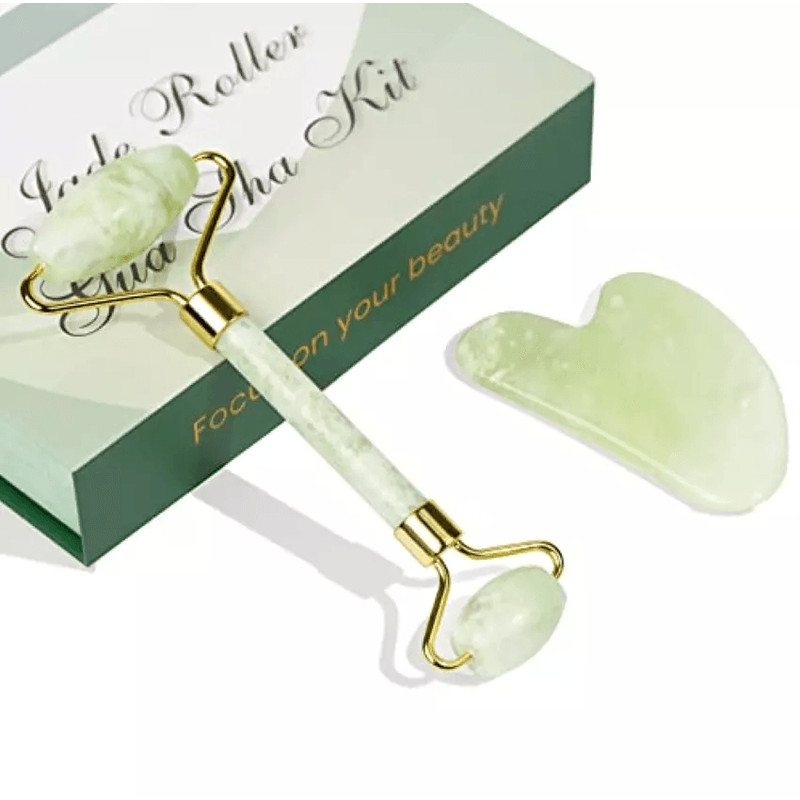 Real Jade Facial Roller And Gua Sha Set 6