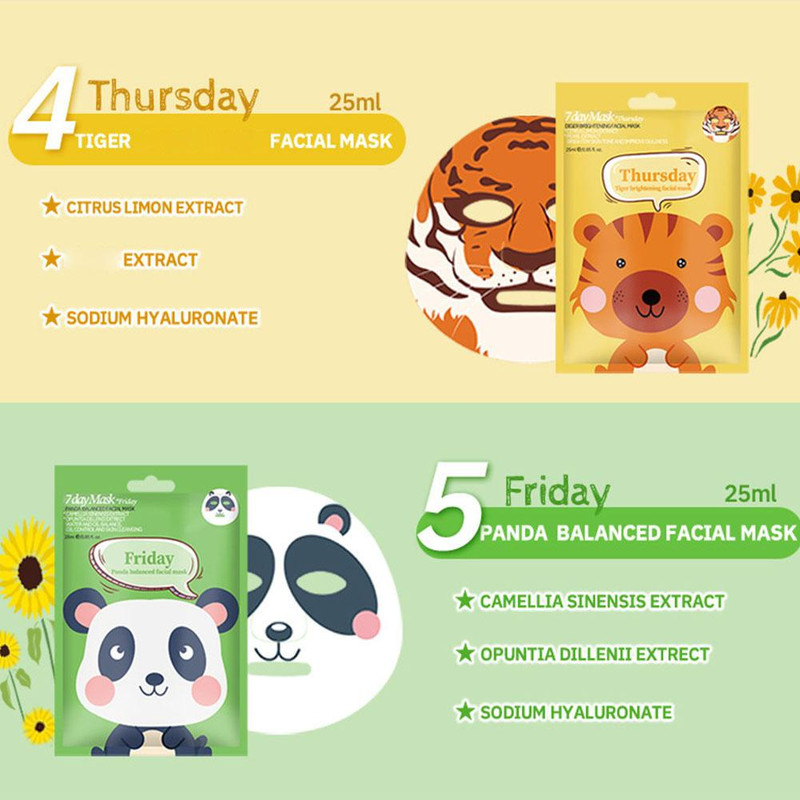 Cute Cartoon Facial Mask, Moisturizing Hydrating Mask for Deep Moisturizing Tender Skin, Animal Mask Skin Care Gift