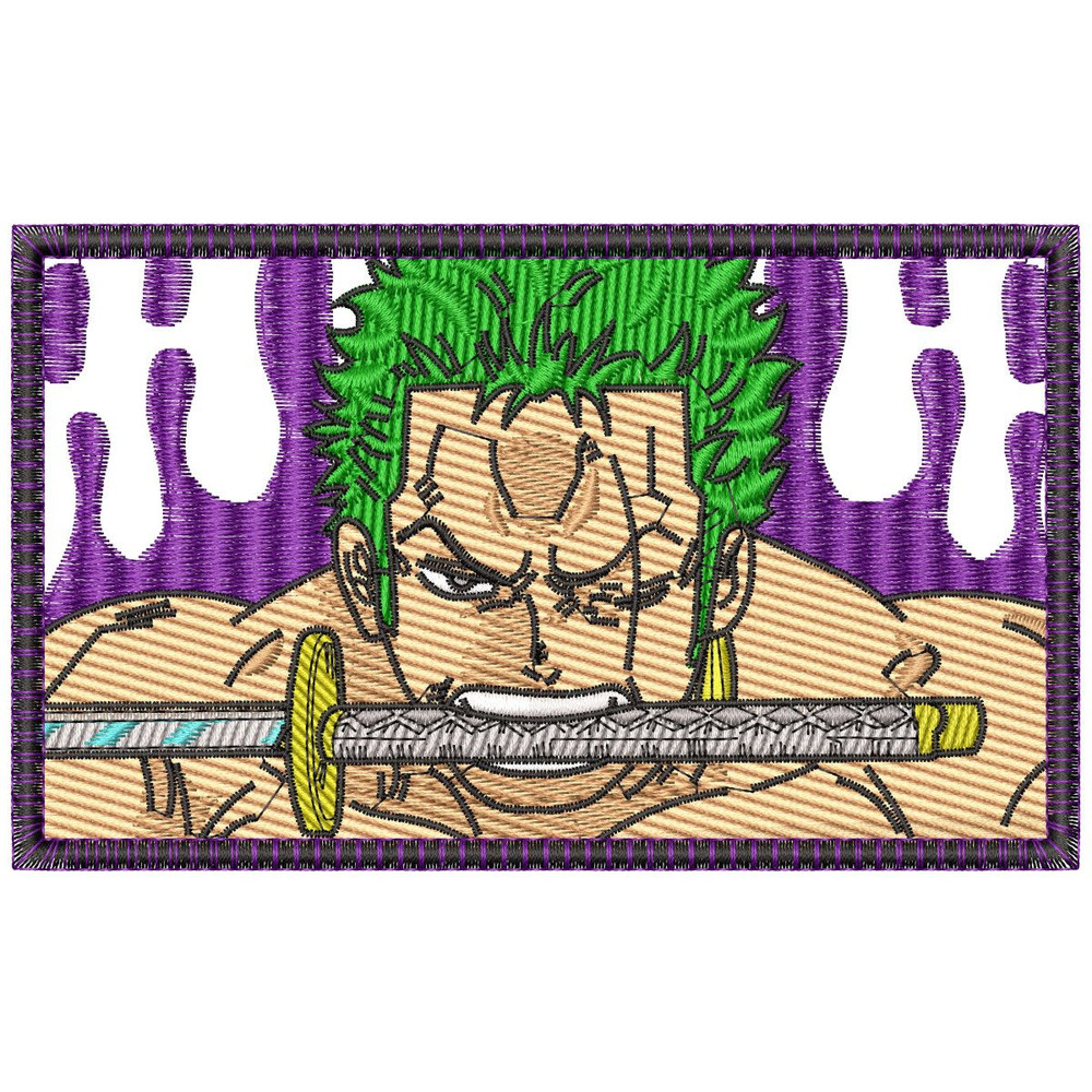 Roronoa Zoro Purple Sword Bite Anime Embroidery Pattern 0
