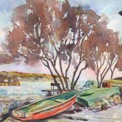 original watercolor painting seascape_5 artwork 11x16 hand painting