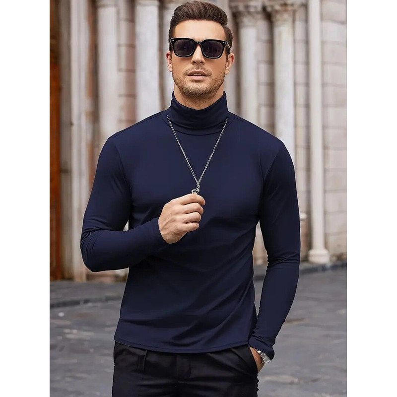 Winter Thermal Shirt for Men Thin Base Layer Tights High Neck Slim Fit Long Sleeve TShirt for Aut
