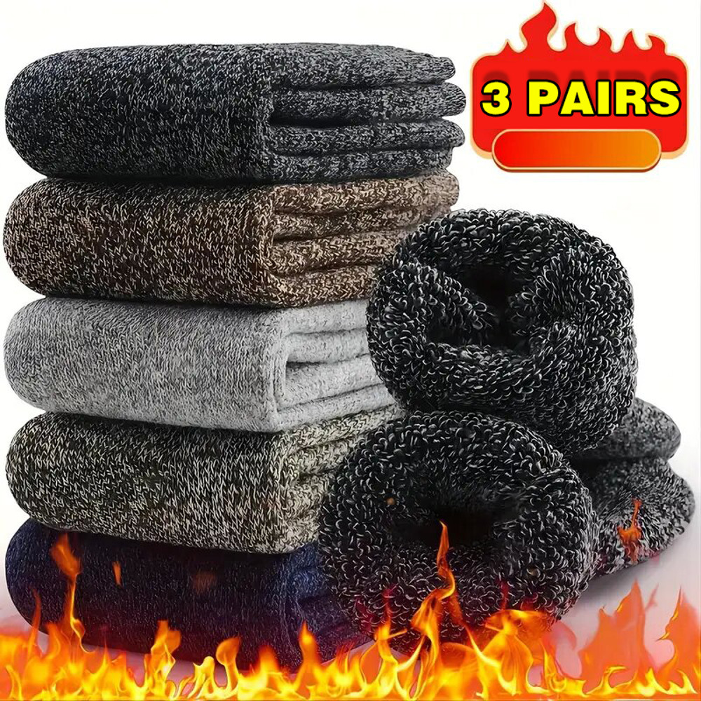 Winter Warm Thick Wool Socks For Men Merino Wool Slipper Socks With Towel Bottom Against Cold  Snow 5