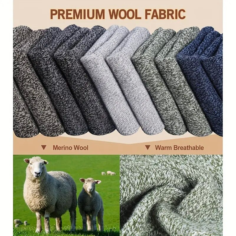 Winter Warm Thick Wool Socks For Men Merino Wool Slipper Socks With Towel Bottom Against Cold  Snow 8