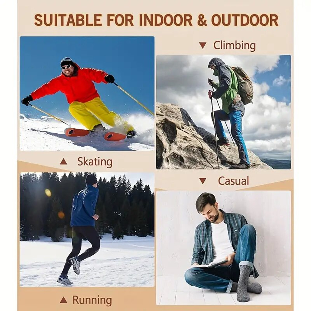 Winter Warm Thick Wool Socks For Men Merino Wool Slipper Socks With Towel Bottom Against Cold  Snow 4
