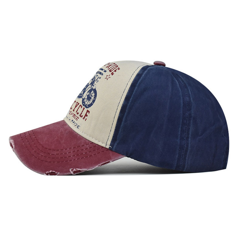 FS Distressed Red Blue Trucker Cap Summer Streetwear Hip Hop Baseball Hat for Men Women
