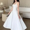 Elegant Luxury Dance Party Dress For Women New White Square Collar Sling Sexy Long Dress Summer Kor 4