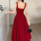 Elegant Luxury Dance Party Dress For Women New White Square Collar Sling Sexy Long Dress Summer Kor 5