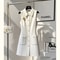 White Vest Dress for Women Slimming Thin, French Style Small Waist Cinched, Dress for Important Occasions Early Spring
