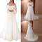 Elegant Womens Off Shoulder Maxi Dress Sexy Lace Evening Gown Lantern Sleeve High Waist White Long 2