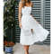 Elegant Sleeveless Lace Crochet A-Line Dresses, Fashion White Long Dress Women, Summer Sexy Backless Party Beach Dress