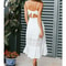 Elegant Sleeveless Lace Crochet A-Line Dresses, Fashion White Long Dress Women, Summer Sexy Backless Party Beach Dress
