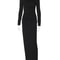 Elegant White Skew Collar Long Sleeve Maxi Dress For Women Autumn Winter Bodycon High Waist Formal 5
