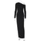 Elegant White Skew Collar Long Sleeve Maxi Dress For Women Autumn Winter Bodycon High Waist Formal 6