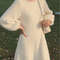 French Fairy Long Dress, Womens Plush Gentle White Sweater Dress Spring Autumn, New Velvet Thickening Style Dresses