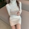 Fashion Female Long Sleeve Skinny Sweater Dress, Autumn Winter Turtleneck Casual Knitted Dress, Women Sexy Elastic