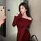 Elegant Black Off Shoulder Mini Dresses, Long Sleeve Fashion Slim Sexy Women Autumn Winter Bodycon Sweater Dress