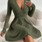 Slim Fit V Neck Long Sleeve Knit Dress For Women Autumn Winter Bodycon Sweater Midi Casual Solid Co 2