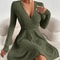 Slim Fit V Neck Long Sleeve Knit Dress For Women Autumn Winter Bodycon Sweater Midi Casual Solid Co 4