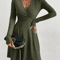 Slim Fit V Neck Long Sleeve Knit Dress For Women Autumn Winter Bodycon Sweater Midi Casual Solid Co 5