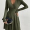 Slim Fit V Neck Long Sleeve Knit Dress For Women Autumn Winter Bodycon Sweater Midi Casual Solid Co 5