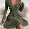 Slim Fit V Neck Long Sleeve Knit Dress For Women Autumn Winter Bodycon Sweater Midi Casual Solid Co 6