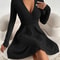Slim Fit V Neck Long Sleeve Knit Dress For Women Autumn Winter Bodycon Sweater Midi Casual Solid Co 7