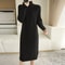 Women Wool Sweater Dress Autumn Winter, Mock Neck Ribbed Solid Knit, Elegant Party Dress for Ladies