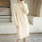Women Wool Sweater Dress Autumn Winter, Mock Neck Ribbed Solid Knit, Elegant Party Dress for Ladies