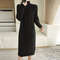 Women Wool Sweater Dress Autumn Winter, Mock Neck Ribbed Solid Knit, Elegant Party Dress for Ladies