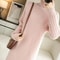 Women Wool Sweater Dress Autumn Winter, Mock Neck Ribbed Solid Knit, Elegant Party Dress for Ladies