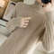 Women Wool Sweater Dress Autumn Winter, Mock Neck Ribbed Solid Knit, Elegant Party Dress for Ladies
